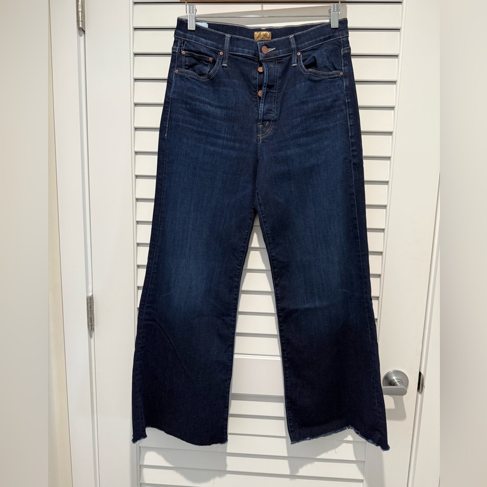 MOTHER Denim The TomCat Roller Fray Blue Flare Wide Leg Jeans